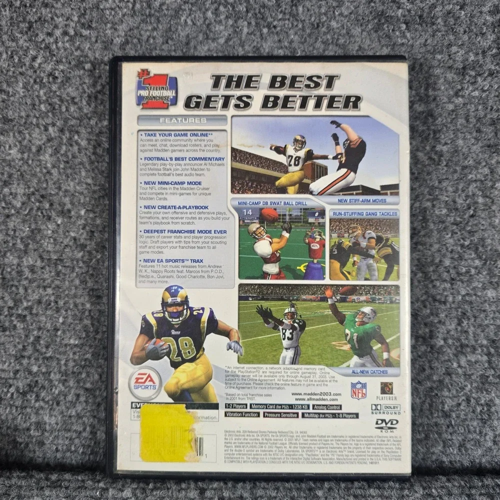 PlayStation 2 Madden NFL 2003 Video Game‎ Complete Disc Manual Case